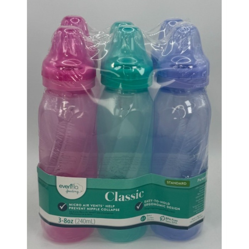 Evenflo Classic 8 Oz. Standard Baby Bottles Pack Of 6 BPA Free New In Package